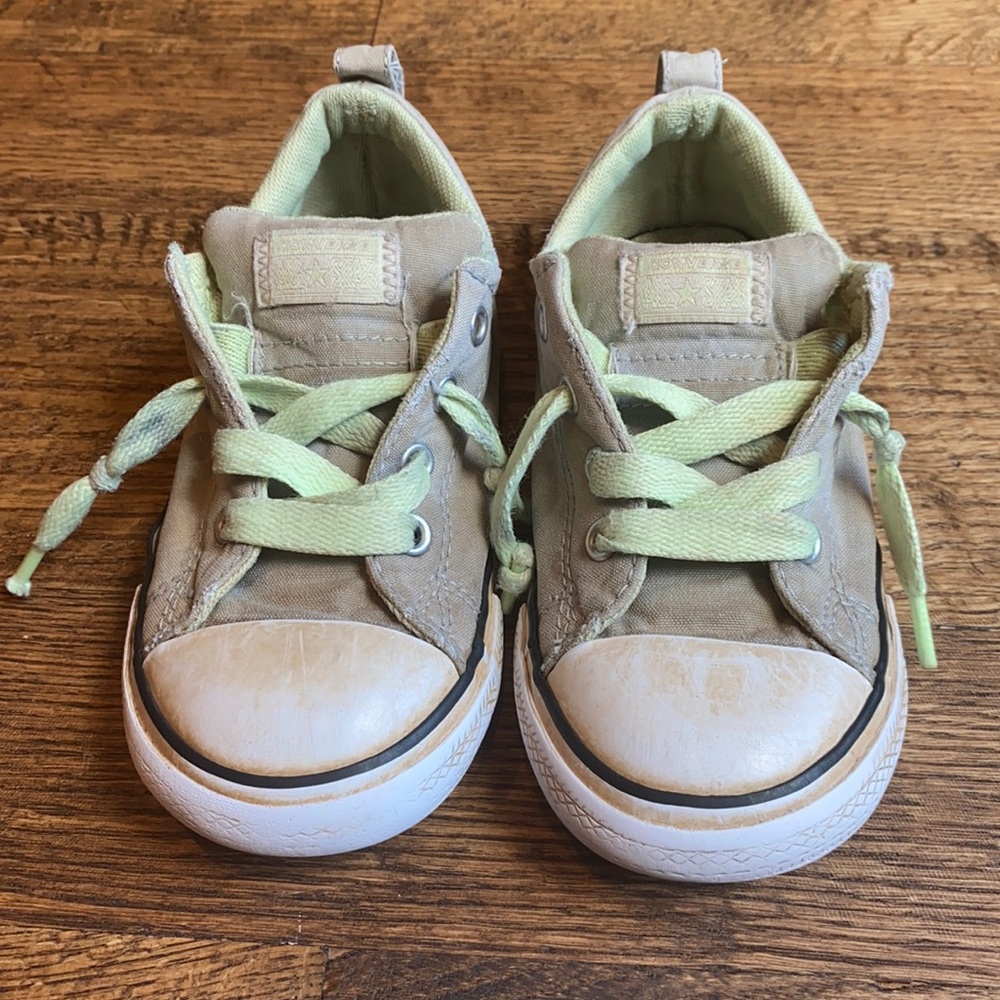 Converse All Stars, size 10, gray and neon green